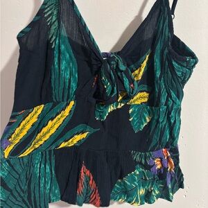 Patrons of Peace Teal & Navy Tropical Print Camisole